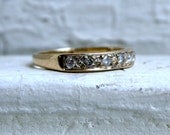 Classic Vintage 9K Yellow Gold Pave Diamond Wedding Band.