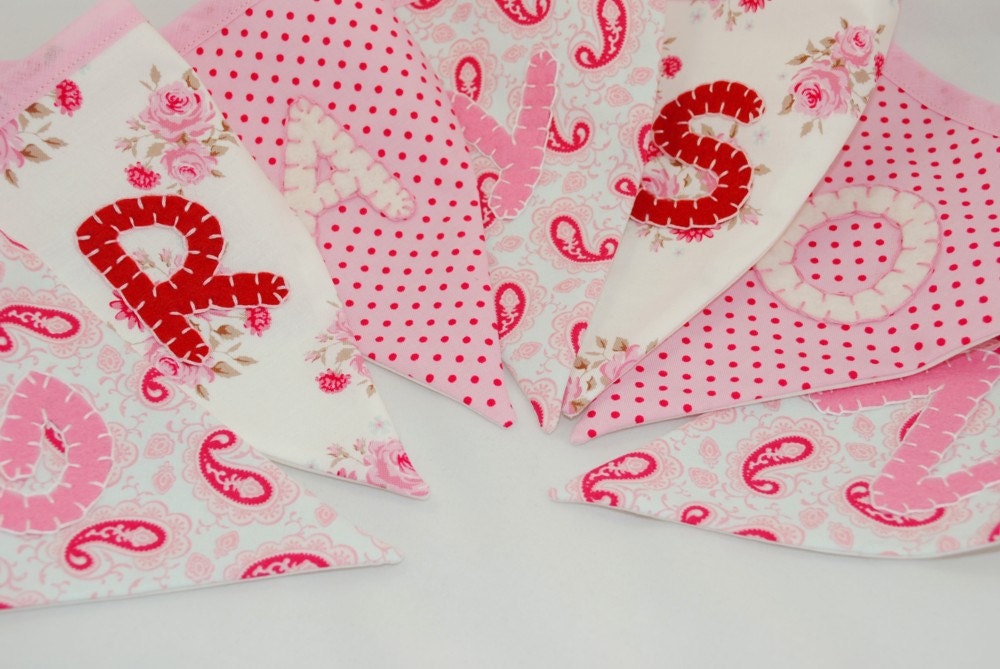 Personalised Bunting - TILDA - Gorgeous bespoke hand appliqued bunting CUSTOM MADE just for you