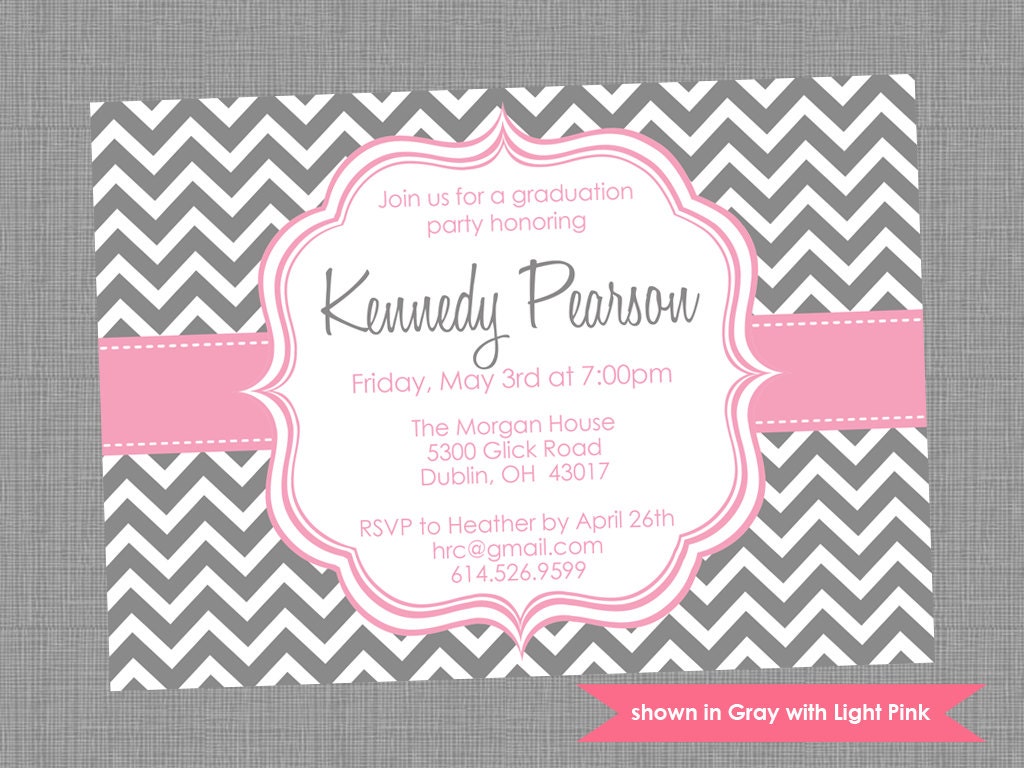 Printable Graduation Party Invitation - Graduation Themed Chevron Invite - Colors and Text Customizable Il_170x135