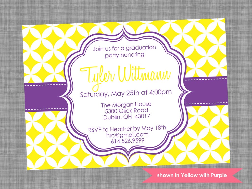 Printable Graduation Party Invitation - Graduation Themed Pixie Invite - Colors and Text Customizable Il_570xn
