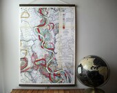 Large Canvas Vintage Style School Map with Wood Trim - Mississippi River Map (24"x35")