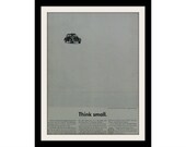 VW Beetle Bug Car Ad "Think Small' Vintage Advertisement Wall Art Decor Print