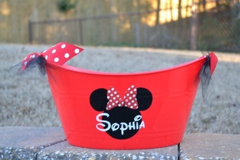 Red Minnie or Mickey Mouse bucket/ tub