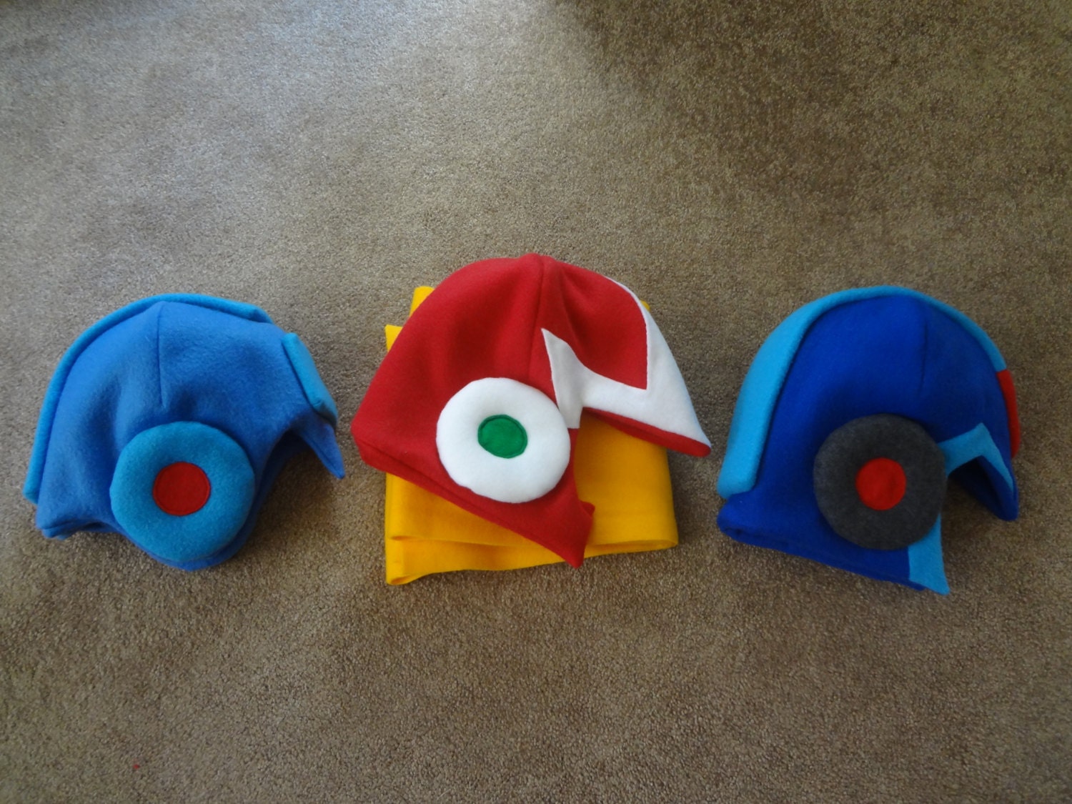 RESERVED for Bill - Set of 3 Megaman Hats