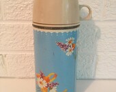 Vintage Floral Thermos - Bright Blue - Thermos Brand