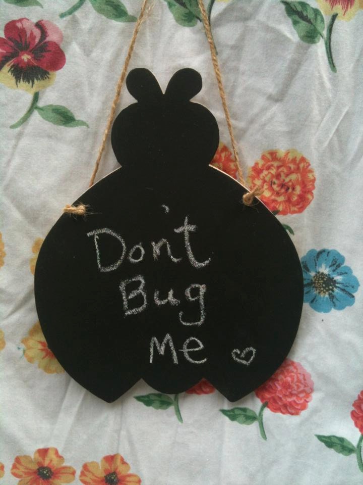 Ladybug bug chalkboard black board chalk wood crafts plaque hanger baby nursery garden gardening