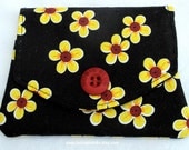 Little Credit Card Wallet, Cotton Wallet, Business Card Wallet, Black and Yellow