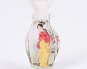 Vintage Inside Painted Glass Bottle Geisha Woman Snuff Bottle Reverse Painted Glass Inner Painting Painted Inside Miniature Bottle
