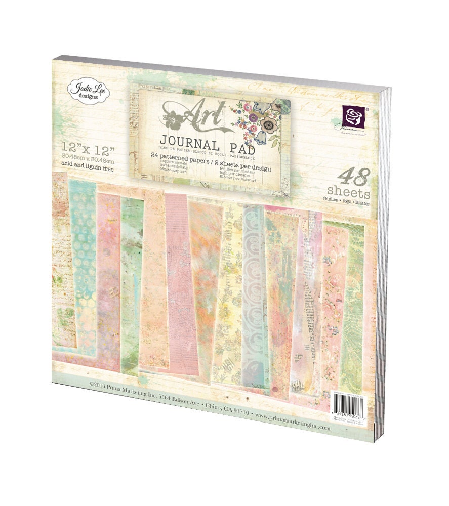 Art Journal Paper Pad by Jodie Lee for Prima Marketing 48 sheet pad of card stock papers for scrapbooking and paper crafting