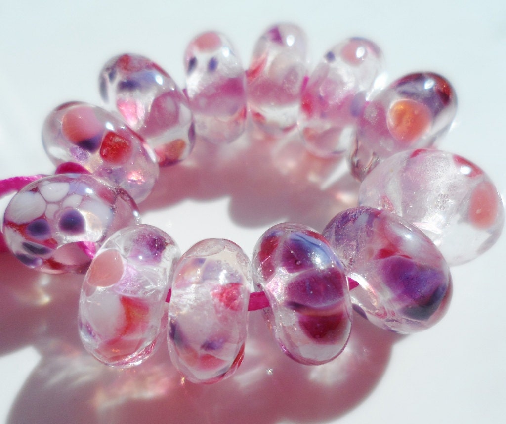 Luscious lilacs - handmade lampwork bead set