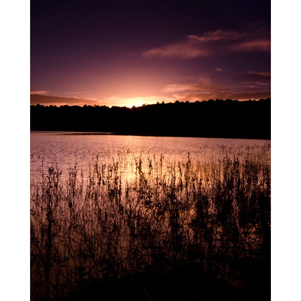Sunset purple black orange water lake water Colorado fine art photograph print 16x20