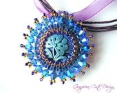 Iridescent Handmade Beadwork -  Swarovski Crystal Pendant, Rivoli - Bridesmaids gift - Iris