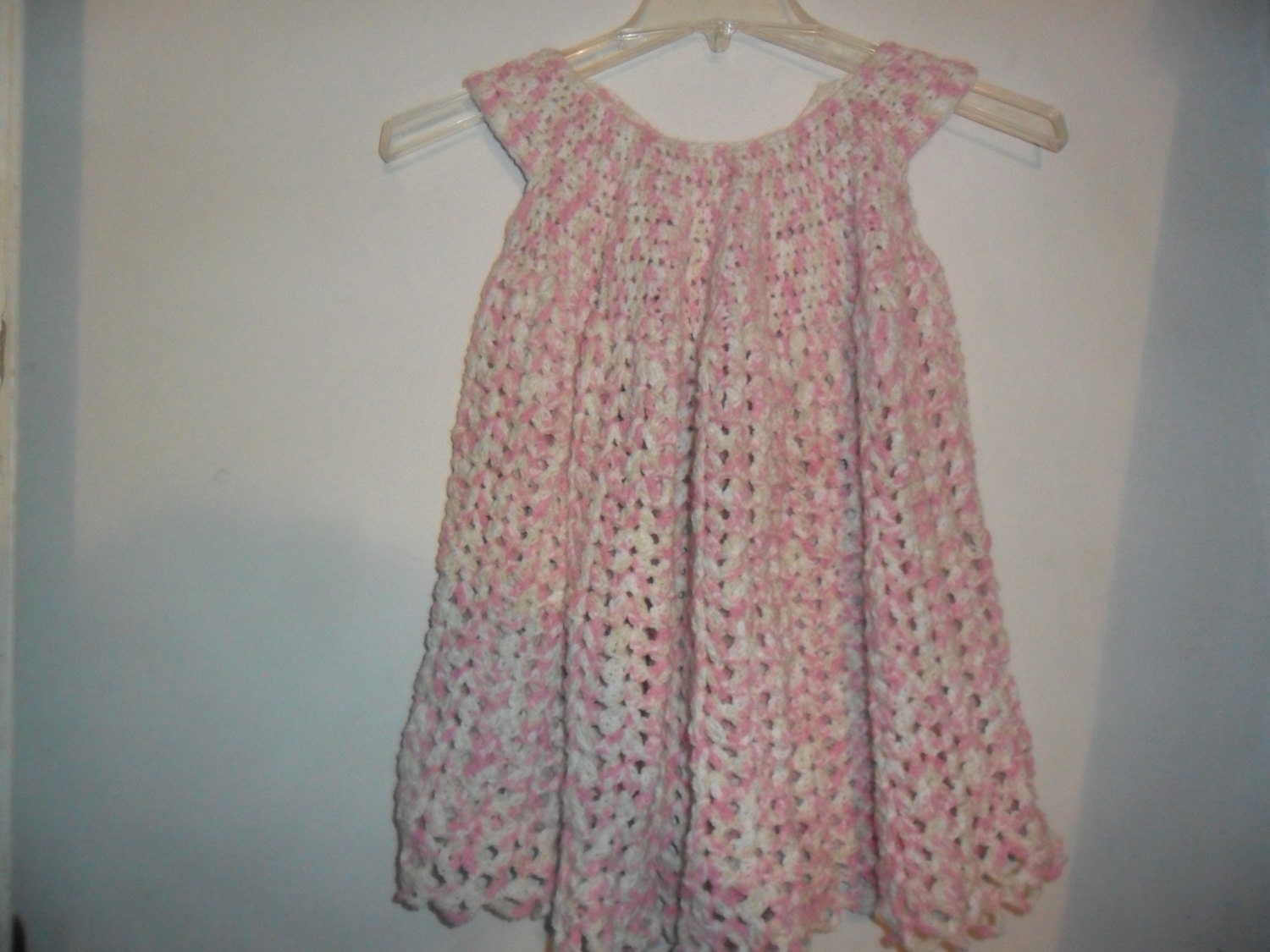 Pink and White Crochet Dress Toddler (Free Shipping)