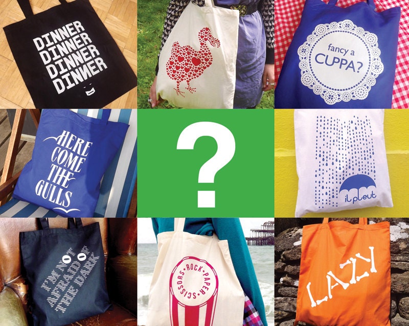 LUCKY DIP Tote Bag handprinted by hello DODO