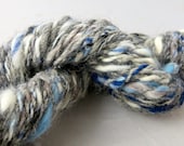 Overcast Handspun Yarn (25 yds) Colorful Wool White Blue Sky Turquoise Alpaca Cloud Spring Summer Skein