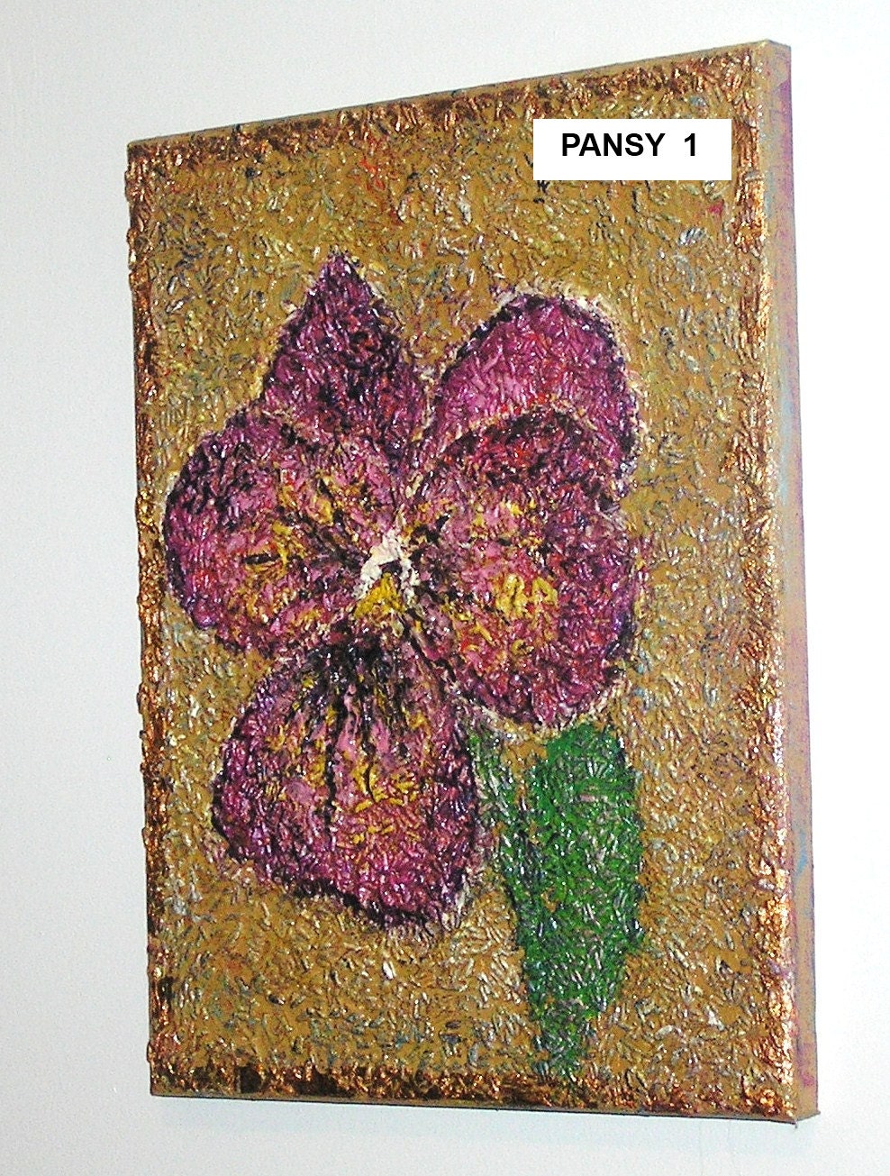 SCULPTURE on canvas REALISTIC mixed media ORIGINAL  painting   vibrant  11 x 14inch flower