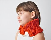 Cute FOX COWL Gift for Kids Wool Crochet Winter Teen Girl Cozy Ginger Red Forest Animals Winter Wonderland Woodland