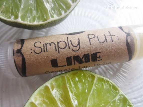 Organic Lip Balm - Simply Put LIME Single balm - Simple ingredients - Handmade microbatch