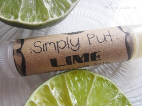 Organic Lip Balm - Simply Put LIME Single balm - Simple ingredients - Handmade microbatch