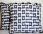 silver windows crochet removable 16" pillow covers- free shipping