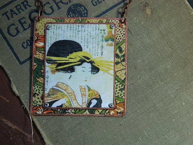 Japanese art necklace Utamaru The Prim Type mixed media jewelry Sarah Wood
