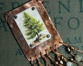 Tree necklace rustic Boho mixed media jewelry Sping Summer jewelry