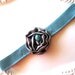 Gray Flower Headband Elastic Rosette Turquoise Stone