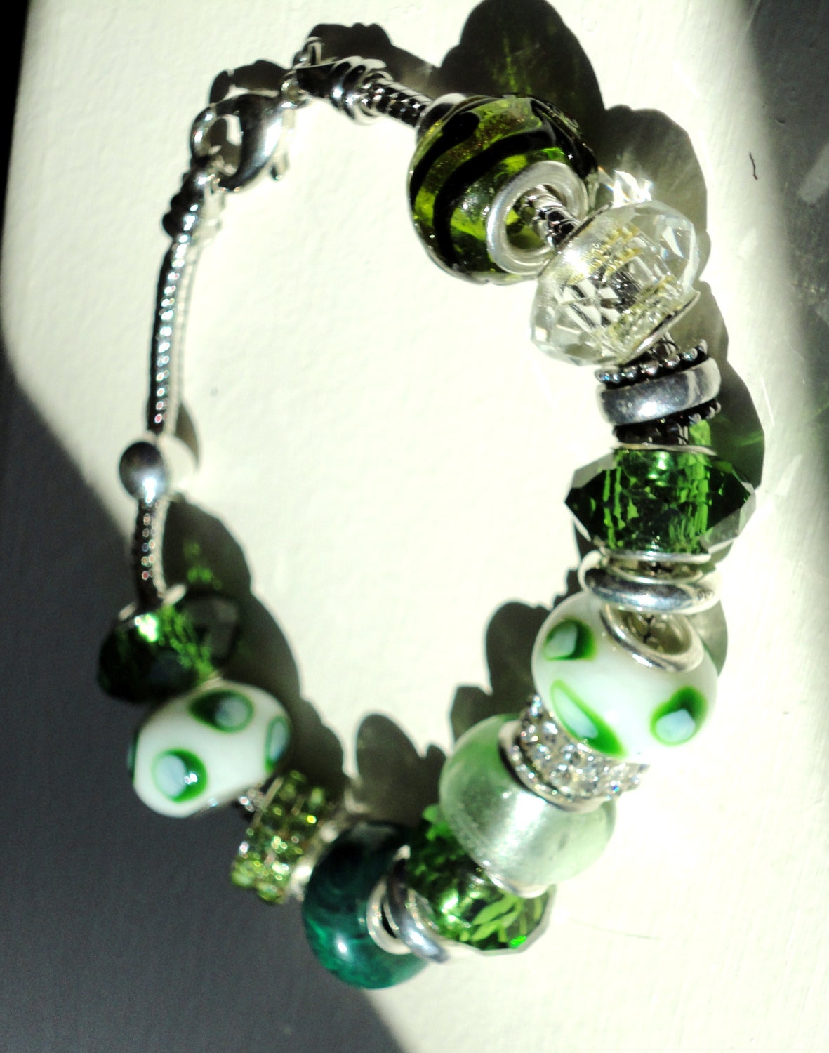 Green changeable bead snake chain bracelet