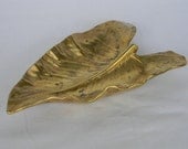 Vintage 1948 Virginia Metalcrafters Cast Brass Gilded Calla Lily Leaf Dish Home Decor
