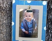Distressed Picture Frame, 4x6 Picture Frame, clip frame, recipe holder, office organizer, Team Colors, Polka Dot Frame