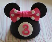 Hot Pink Minnie Mouse-Inspired 3D Cake Topper with 25 Coordinating Fondant Dots Included