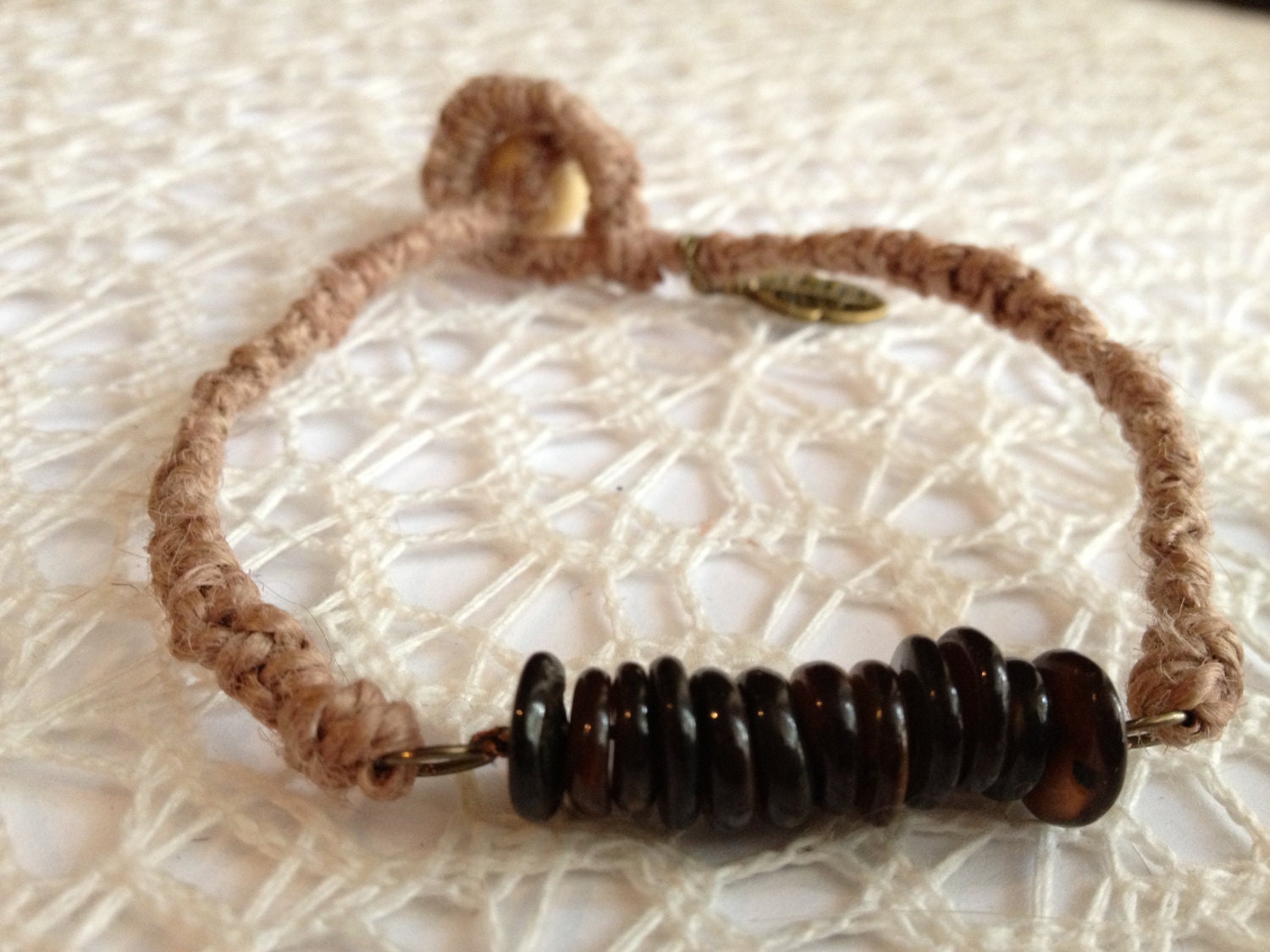 Stacked stone hemp bracelet