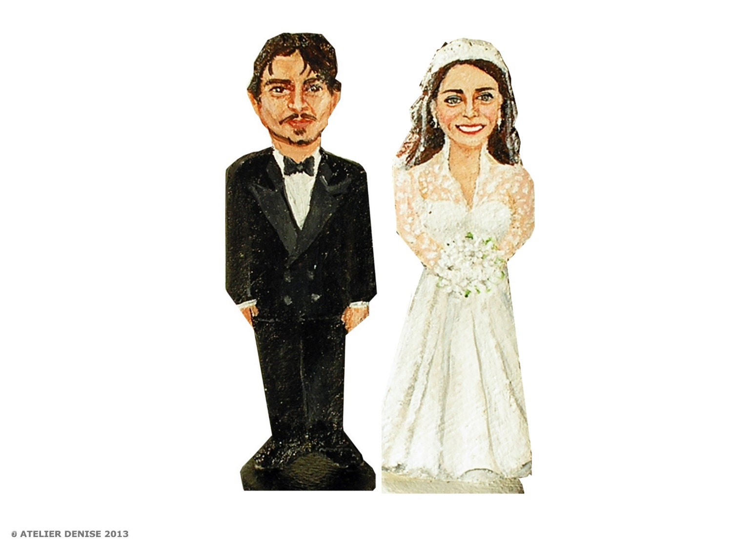 Personalized Bride and Groom Portrait Cake Toppers
