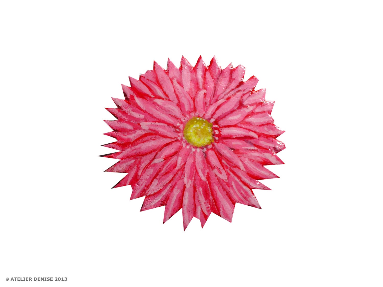 Pink Dahlia Flower Art Brooch