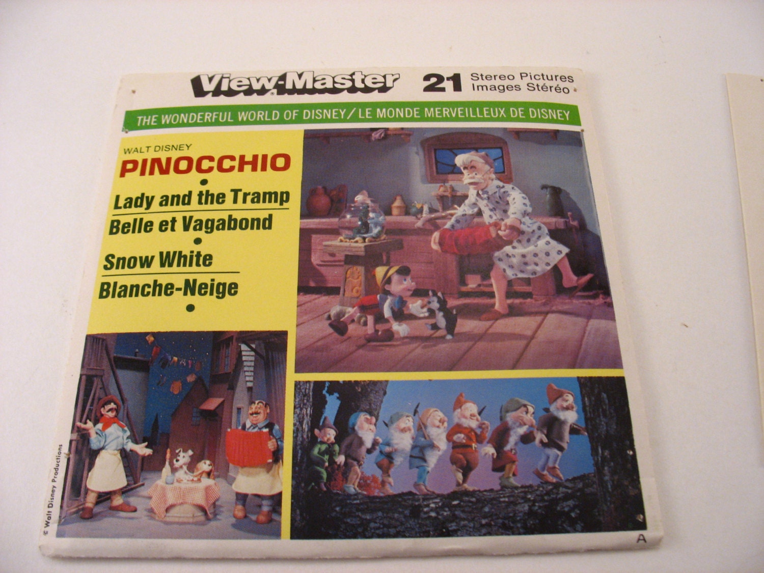 View-Master Reels Pinocchio Lady and the Tramp Snow White Wonderful World of Disney In Original Sleeve GAF ViewMaster Reels B315-C