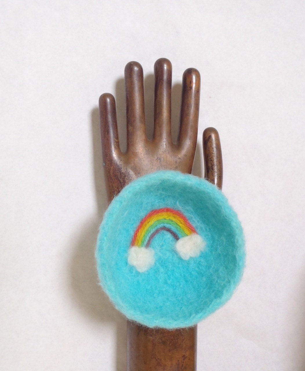 Felted Bowl, rainbow decor, decorative bowl, blue wool bowl