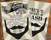 Beard and Mustache Bash themed costume Birthday Party, Man Cave Party invitation - retro sign, steampunk and vintage inspired