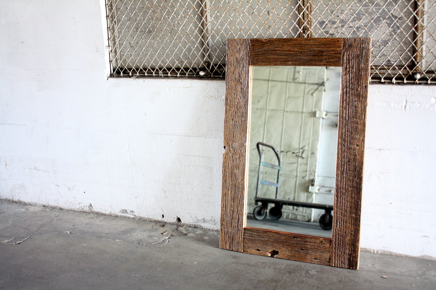 Reclaimed Wood Mirror // Rustic Barn Wood Frame // Custom Made to Order