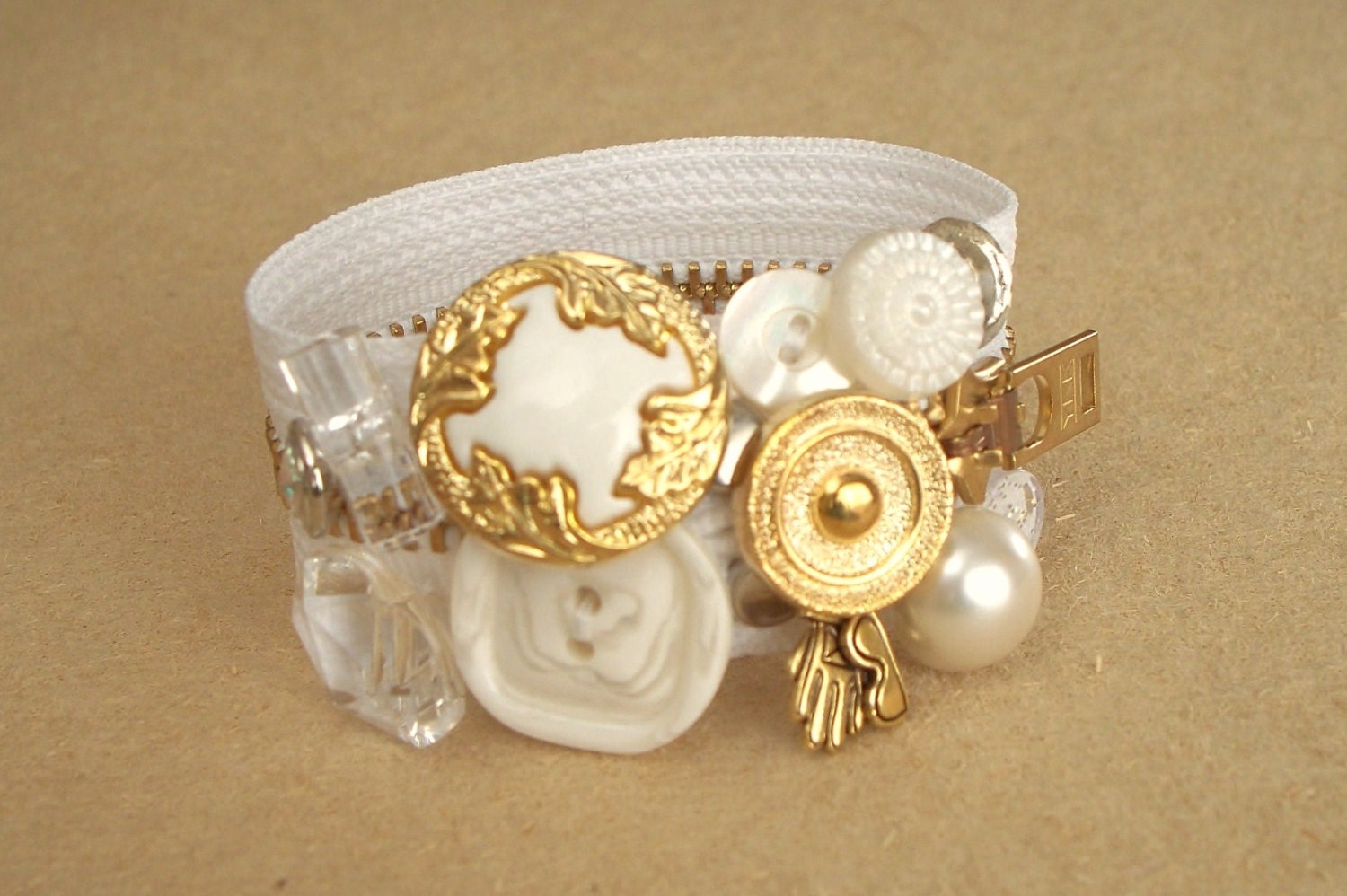 RESERVED Zipper Bracelet White Ski Charm Crystal Silver Gold