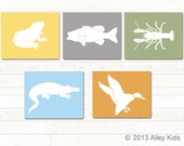 Childrens Art, Woodland Animals, Wetland Animals Duck, Alligator, Frog, Fish, Crayfish Pick any 3