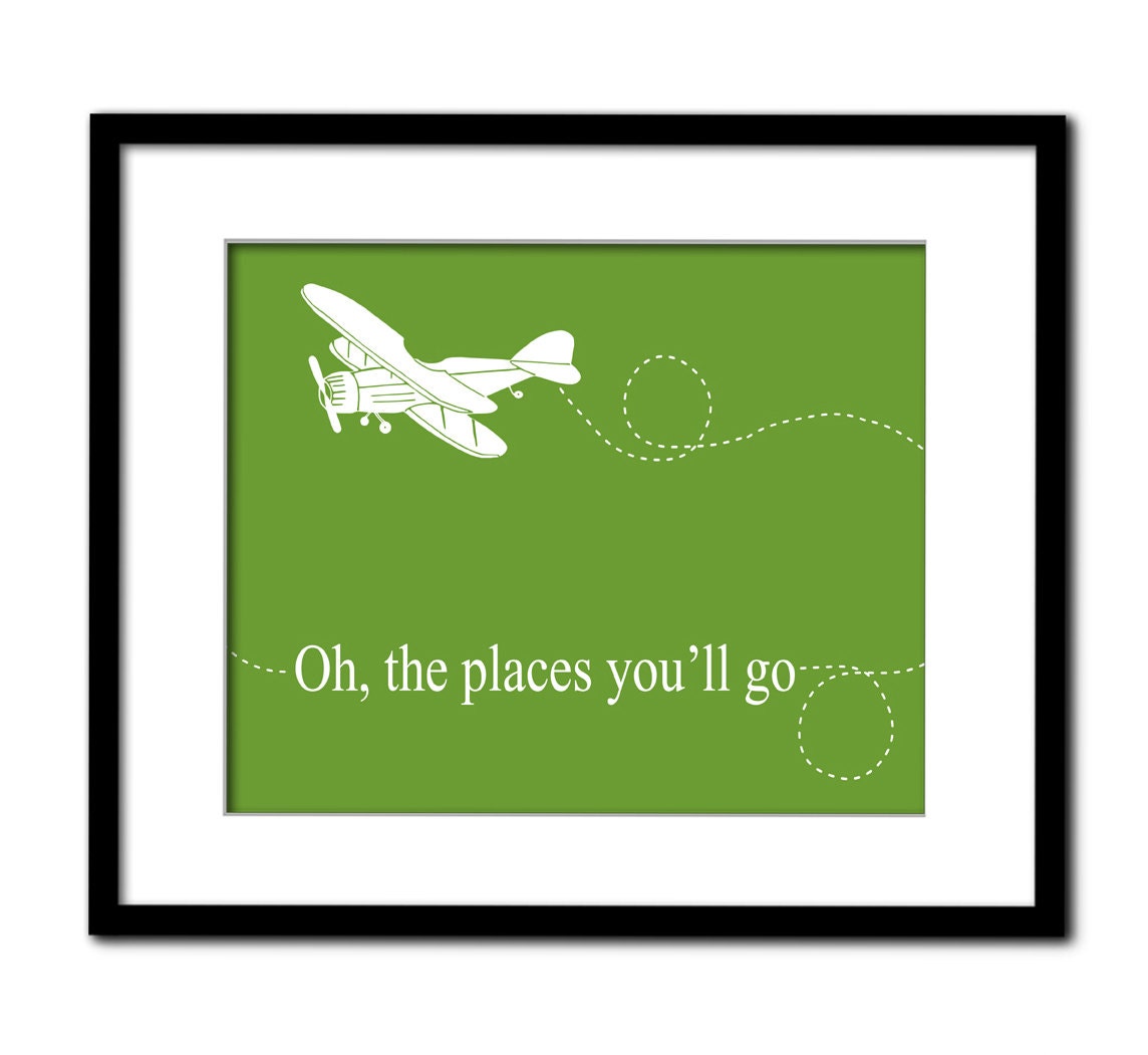 Vintage Airplane, Nursery Art, Oh the Places You'll Go, Plane, Childrens Art, Transportation Art