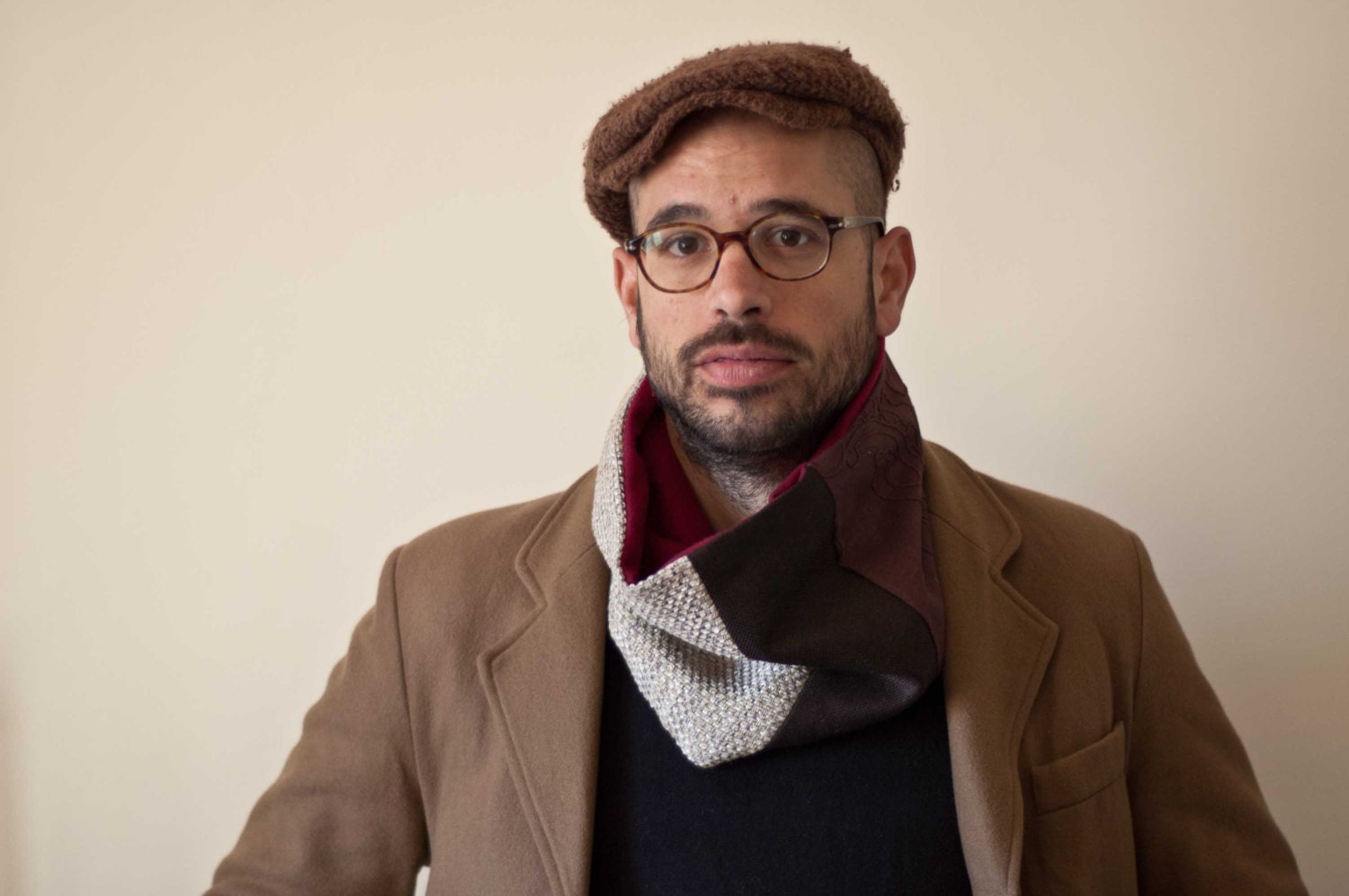 Fabric scarf - Green, brown and beige neckwarmwe