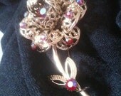 Sarah Coventry 1960s Fashion Flower Brooch and Earrings, Vintage Jewelry