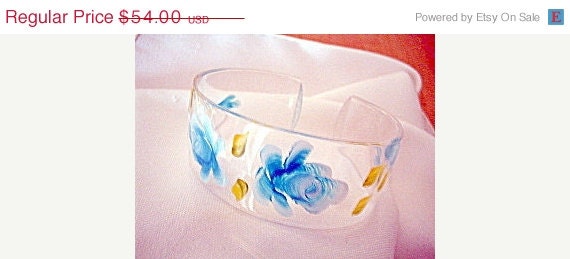 Blue Lucite Flower Bangle 1960s Vintage Jewelry