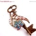 Blue Topaz Rhinestone Flower Key Brooch 1930s Vintage Jewelry