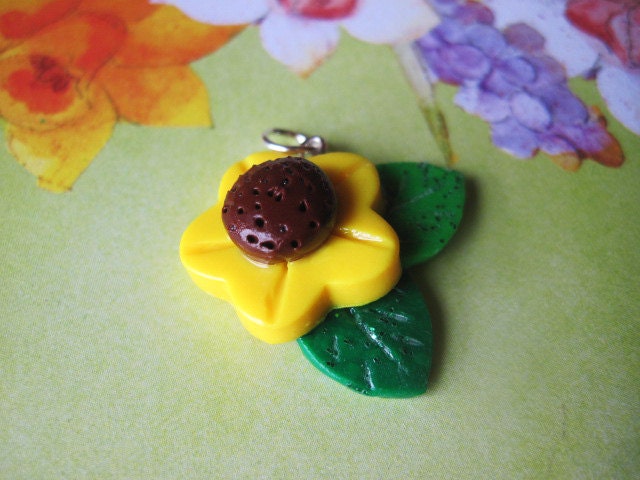 Sunflower Charm Polymer Clay Jewelry
