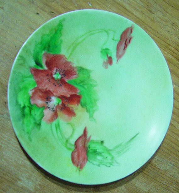 Floral plate, hand painted, D. & E. G. Austria Antique New Year Sale