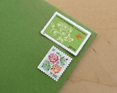 Vintage unused - Rose Garden - postage stamps to post 5 letters - or use in scrapbooking and crafts