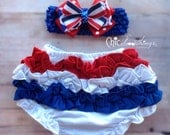 Baby Bloomer Fourth of July, Diaper Cover, Tutu Bloomers, Infant Diaper Cover, Ruffle Diaper Bloomer, red white blue bloomers