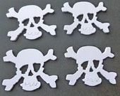 24 Handmade Die Cut Skulls, White, Halloween, Embelishments, Scrabooking, Card Making
